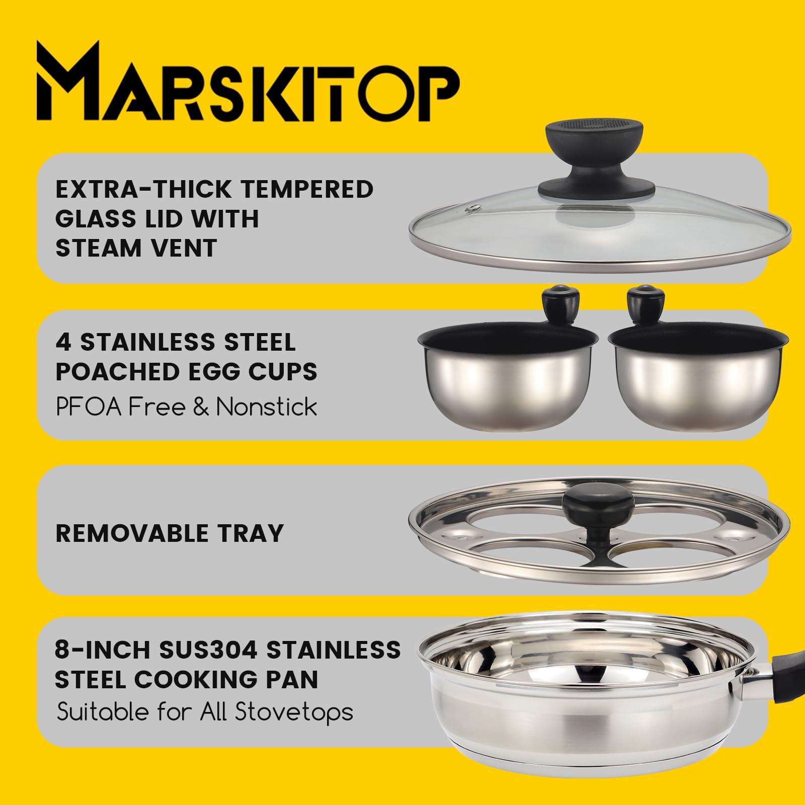 Amazon.co.jp: MARSKITOP エッグポッチャーパン ノンスティック 4個